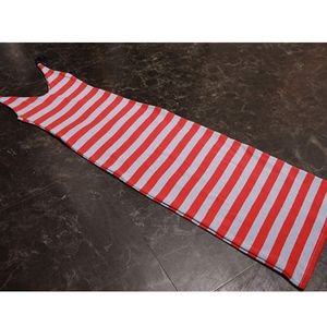 Red and Gray Stiped Midi Dress